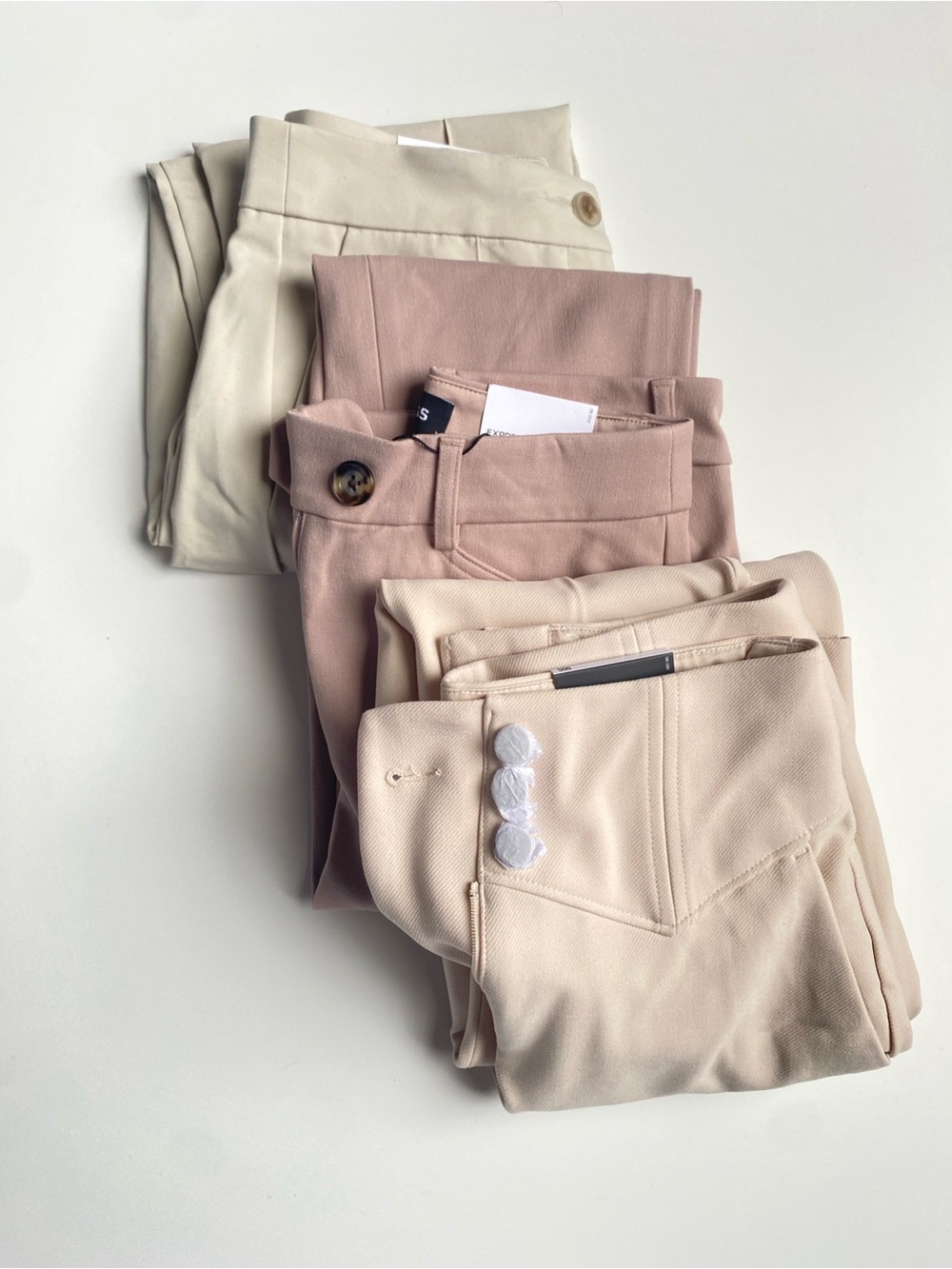 3x Pair NWT Express High-Rise Pants - Blush, Cream, Ivory